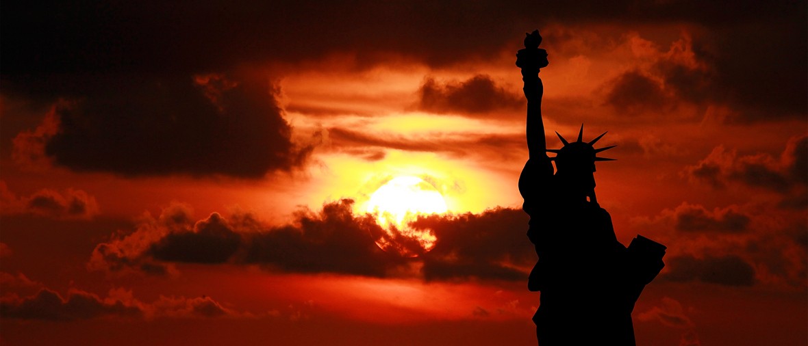 The Statue of Liberty at Sunset, New York City