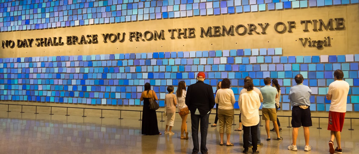 NEW YORK,USA - AUGUST 14,2015 : Visitors at the 9/11 Memorial Museum in New York City
