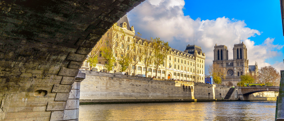 Beautiful view of Paris buildings and river.