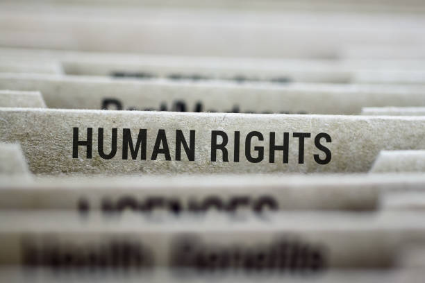 Human Rights label on file folder tab with shallow DOF and focus on label